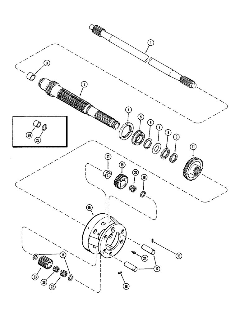 Схема запчастей Case IH 1370 - (182) - PLANETARY AND INPUT SHAFT, FIRST USED TRANSMISSION SERIAL NUMBER 10032007 (06) - POWER TRAIN