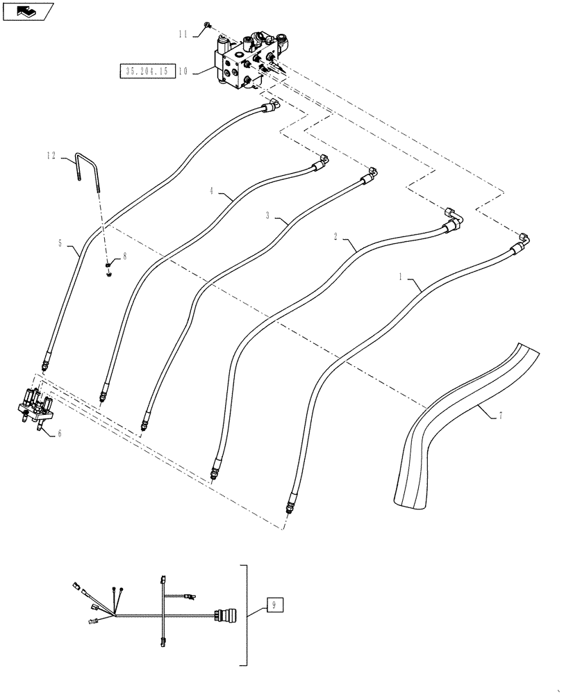 Схема запчастей Case IH 6130 - (35.204.13) - HYDRAULICS-FEEDER COUPLER/FIXED FEEDER (35) - HYDRAULIC SYSTEMS