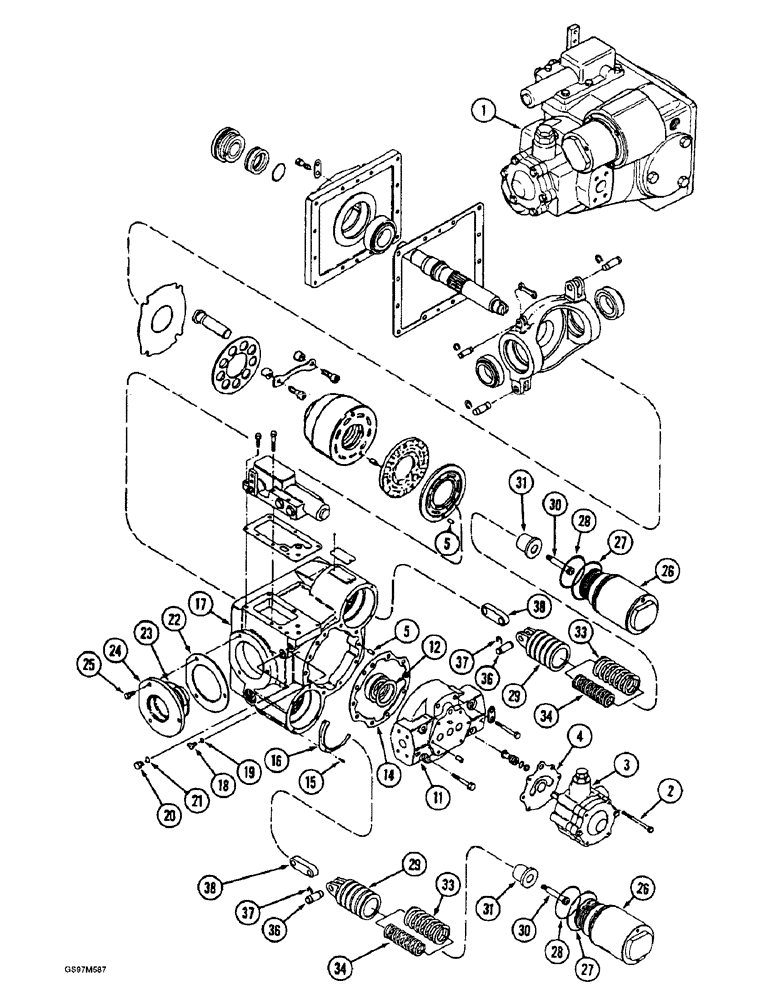 Схема запчастей Case IH 1660 - (6-32) - HYDROSTATIC PUMP, RICE COMBINE, P.I.N. JJC0041567 AND AFTER (03) - POWER TRAIN