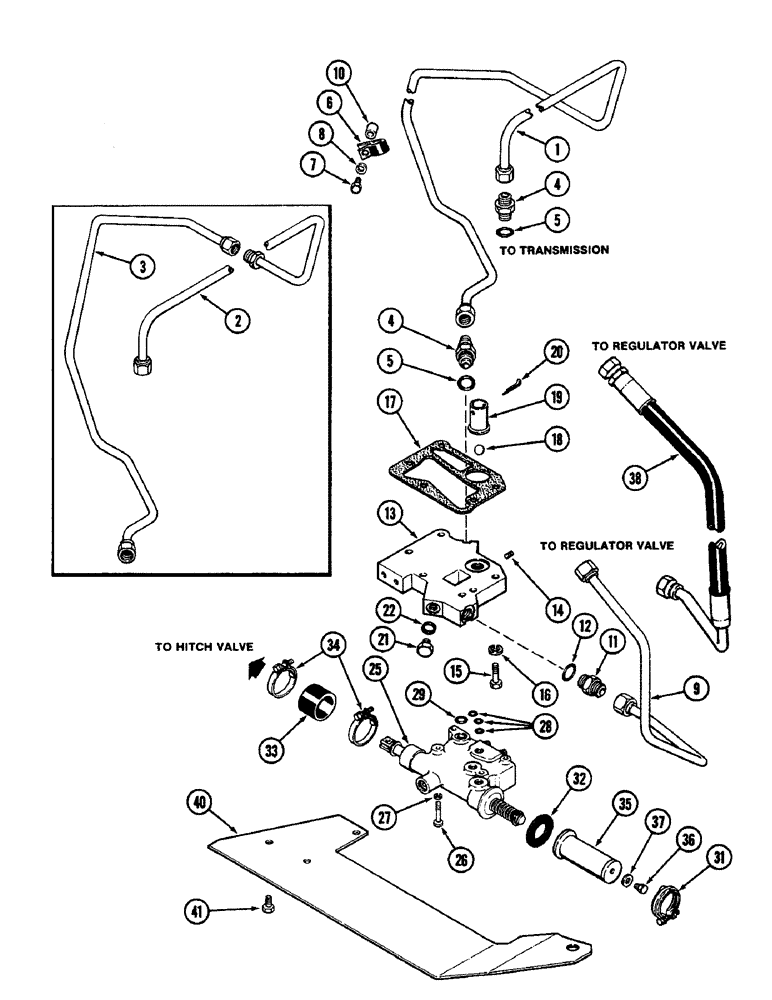 Схема запчастей Case IH 2096 - (8-328) - HITCH CONTROL VALVE, MANIFOLD AND TUBES (08) - HYDRAULICS