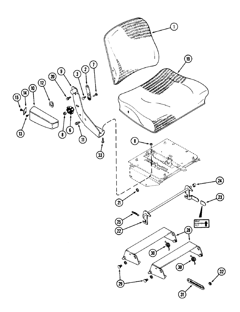 Схема запчастей Case IH 2090 - (9-536) - SEAT, CLOTH, WITH ISOLATOR ATTACHMENT (09) - CHASSIS/ATTACHMENTS