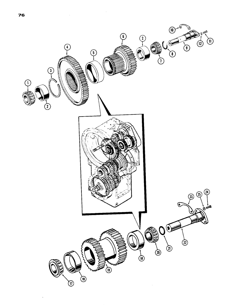 Схема запчастей Case IH 1200 - (076) - INTERMEDIATE SHAFT AND IDLER (06) - POWER TRAIN