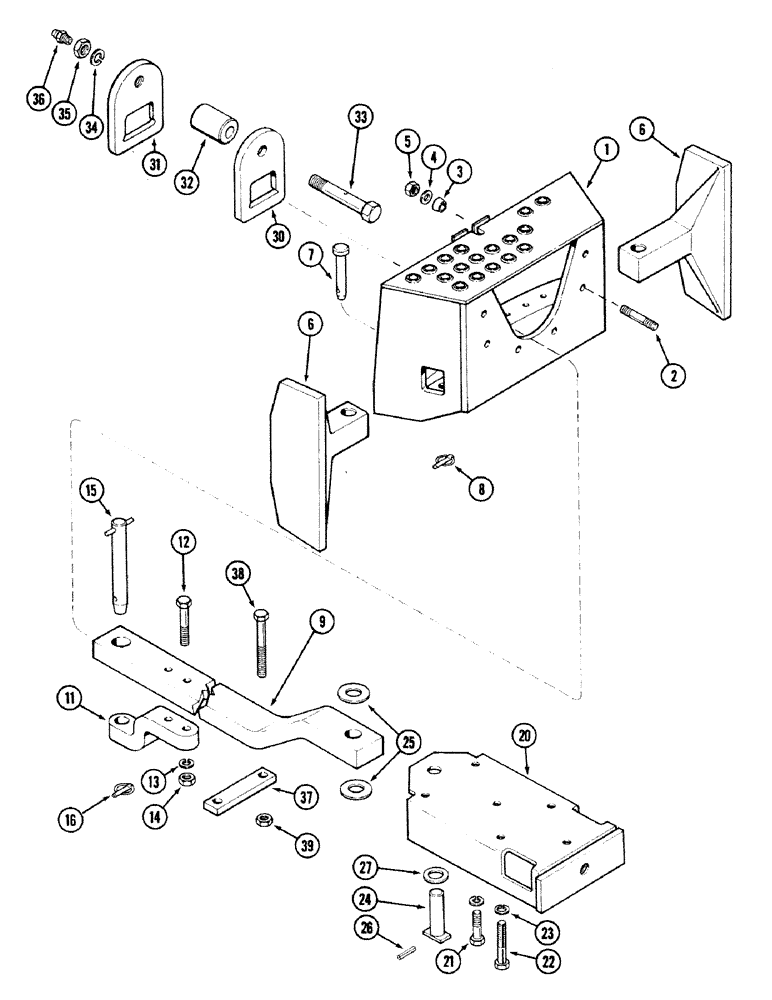 Схема запчастей Case IH 2594 - (9-010) - ROLLER DRAWBAR, WITH HITCH (09) - CHASSIS/ATTACHMENTS