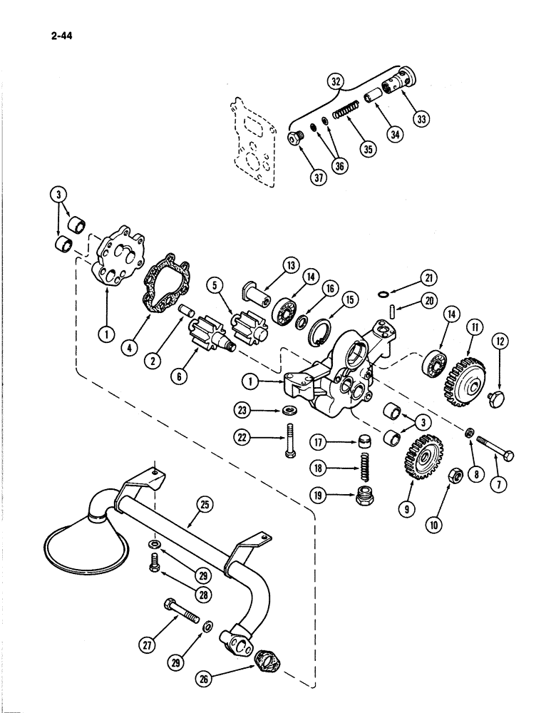 Схема запчастей Case IH 4894 - (2-44) - OIL PUMP 674 CUBIC INCH DIESEL ENGINE (02) - ENGINE