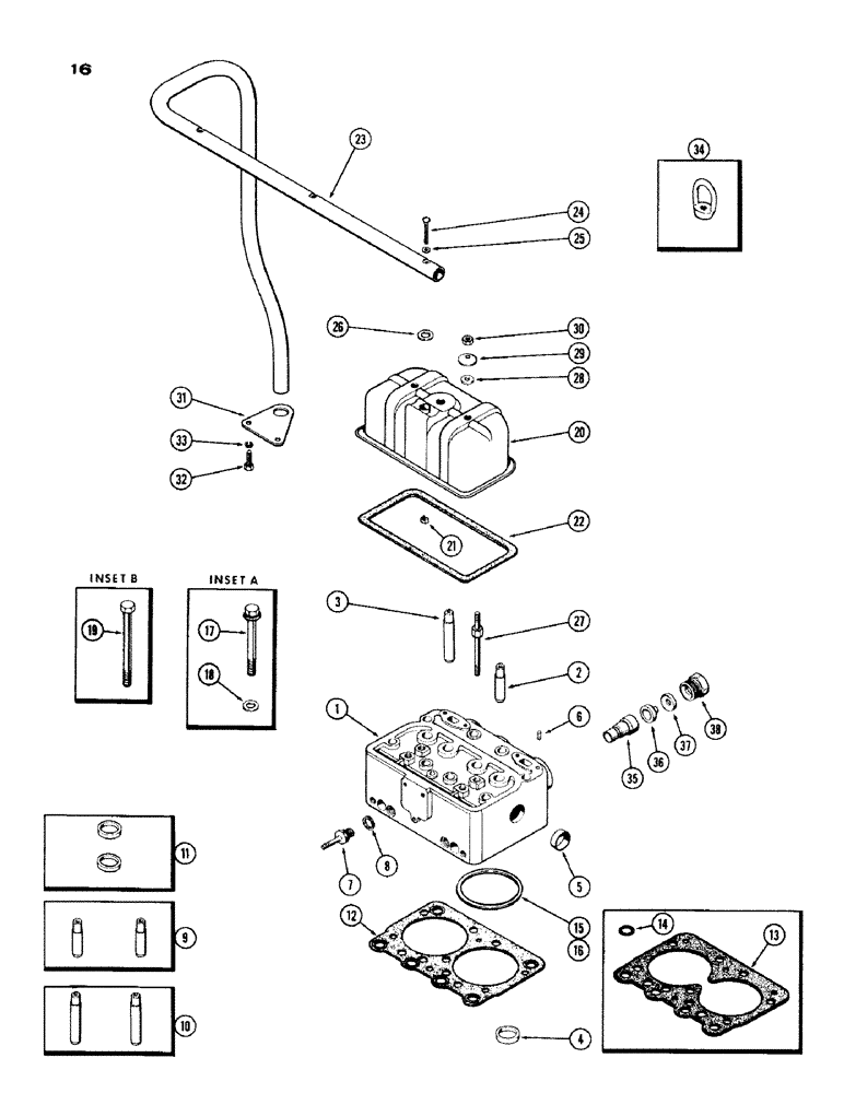 Схема запчастей Case IH 1200 - (016) - CYLINDER HEAD ASSEMBLY, (451) DIESEL ENGINE (02) - ENGINE