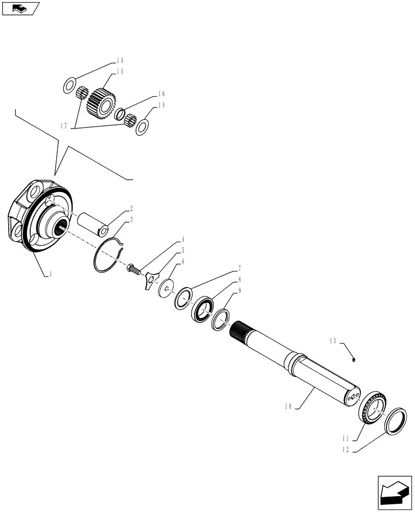 Схема запчастей Case IH PUMA 185 - (27.120.0307) - ABS SYSTEM - BAR AXLE 98" - GEARS AND SHAFT (VAR. 744431-744432) (27) - REAR AXLE SYSTEM