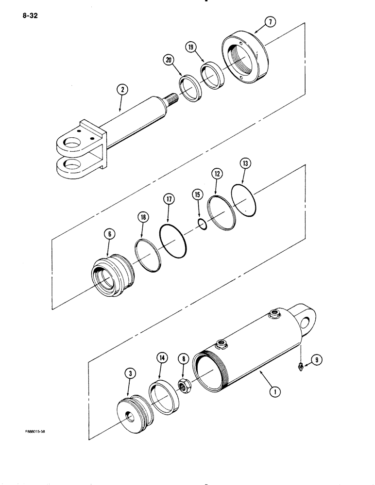 Схема запчастей Case IH 9130 - (8-32) - HITCH CYLINDER ASSEMBLY (08) - HYDRAULICS