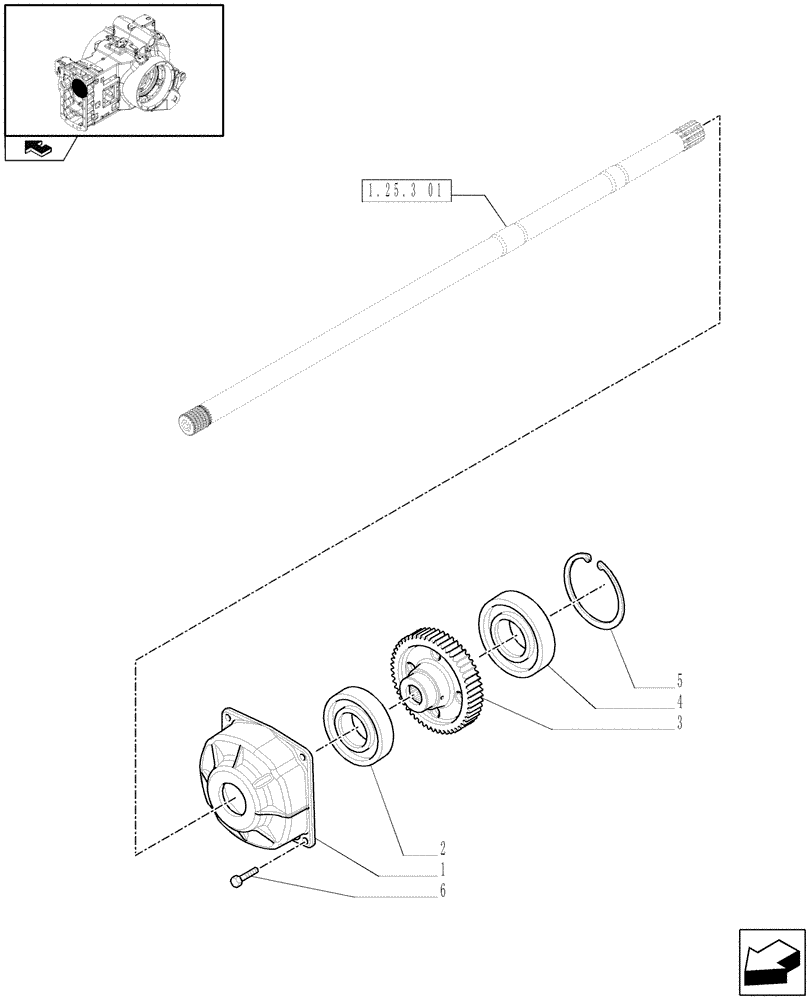 Схема запчастей Case IH PUMA 165 - (1.25.3[02]) - TRANSMISSION/PTO INPUT SHAFT - COVER AND GEARS (03) - TRANSMISSION