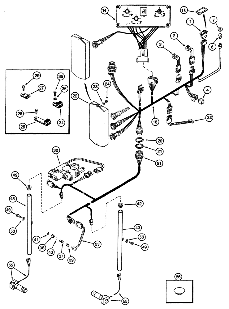 Схема запчастей Case IH 7240 - (4-018) - HITCH CONTROL HARNESSES (04) - ELECTRICAL SYSTEMS