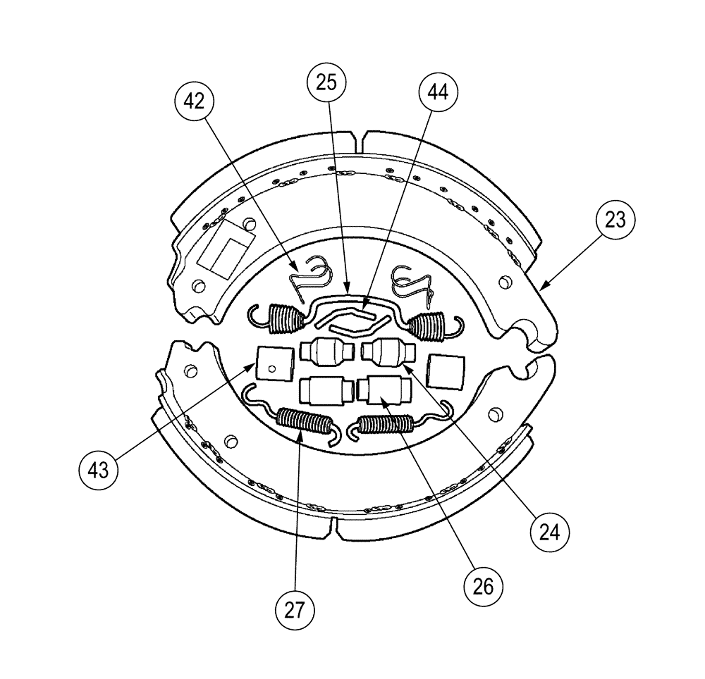 Схема запчастей Case IH TITAN 4520 - (04-004) - FRONT AXLE, BRAKE LINING KIT Frame & Suspension