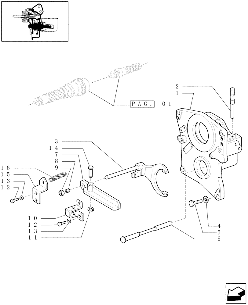 Схема запчастей Case IH PUMA 195 - (1.80.1/01[02]) - (VAR.809) PTO 540/1000 RPM - SUPPORT AND FORK (07) - HYDRAULIC SYSTEM