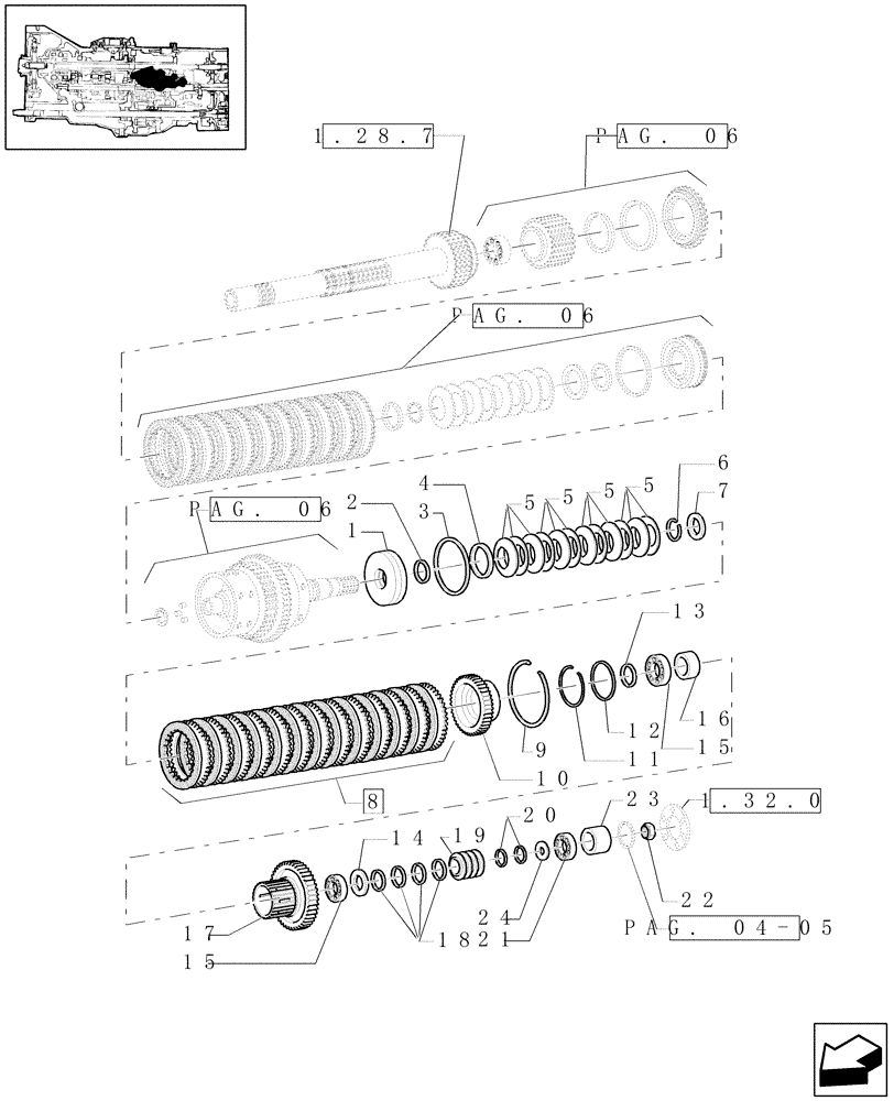 Схема запчастей Case IH PUMA 210 - (1.32.1[07]) - CENTRAL REDUCTION GEARS (03) - TRANSMISSION