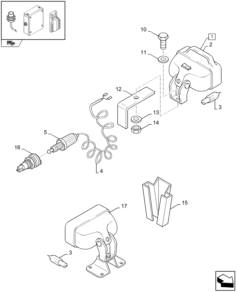 Схема запчастей Case IH LBX332S - (06.05[01]) - WORK LIGHTS (06) - ELECTRICAL SYSTEMS