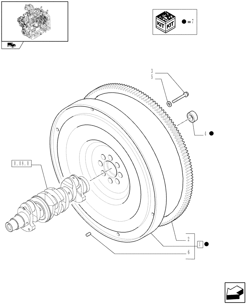 Схема запчастей Case IH FARMALL 70 - (0.08.3) - FLYWHEEL (01) - ENGINE