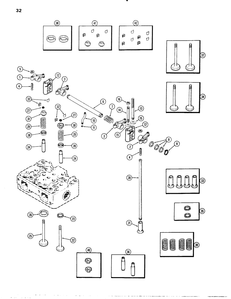 Схема запчастей Case IH 451BDT - (032) - VALVE MECHANISM, ENGINE LESS FUEL DEVICE, 451BDT TURBOCHARGED ENGINES (02) - ENGINE