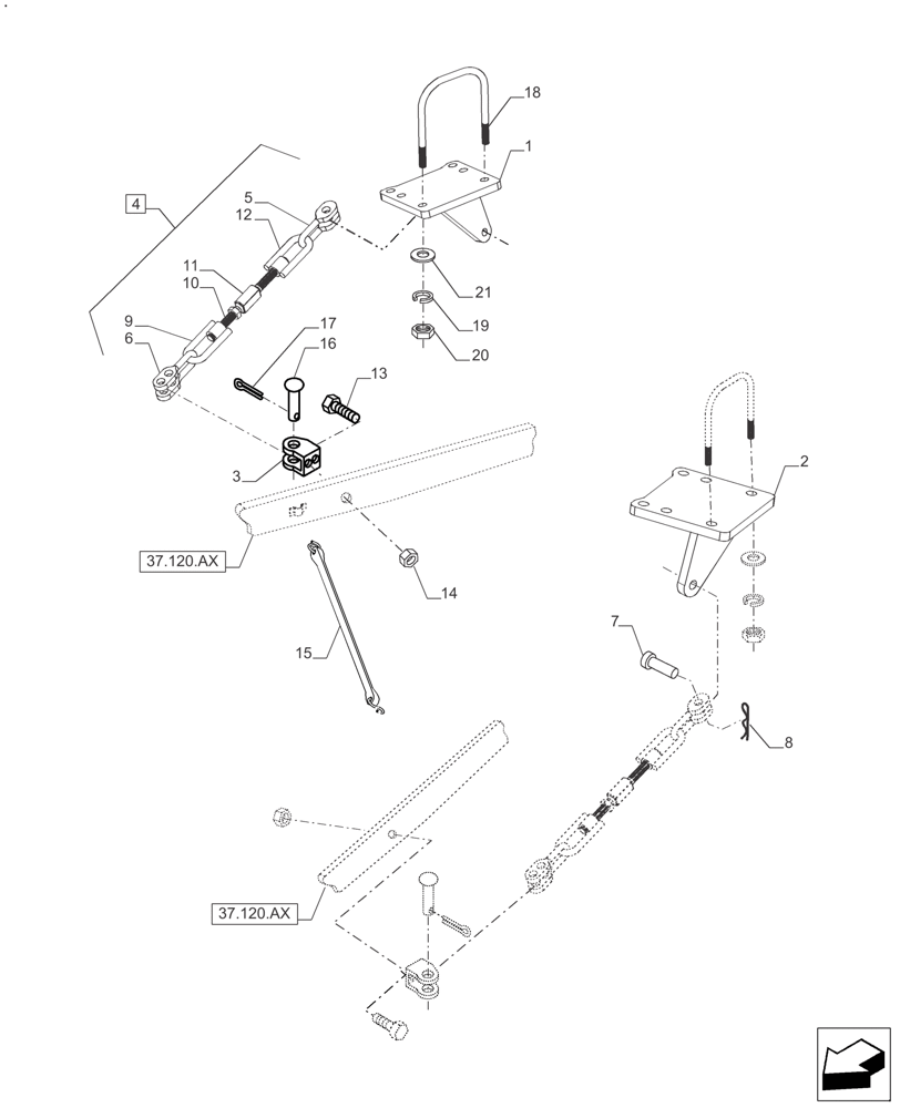 Схема запчастей Case IH FARMALL 140A - (37.120.AF[02]) - CHAIN - STABILIZER SECTION (37) - HITCHES, DRAWBARS & IMPLEMENT COUPLINGS