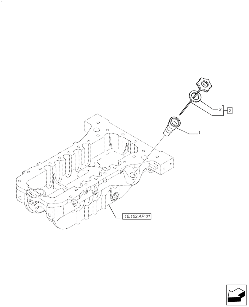 Схема запчастей Case IH FARMALL 120A - (10.304.AS) - ENGINE OIL DIPSTICK (10) - ENGINE