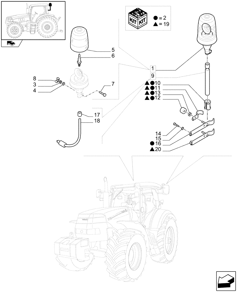 Схема запчастей Case IH PUMA 210 - (1.75.8) - (VAR.009-755) ROTARY BEACON & COMPONENTS (06) - ELECTRICAL SYSTEMS