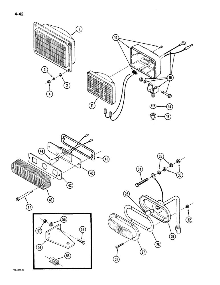 Схема запчастей Case IH 9180 - (4-42) - HEAD LAMP ASSEMBLY (04) - ELECTRICAL SYSTEMS