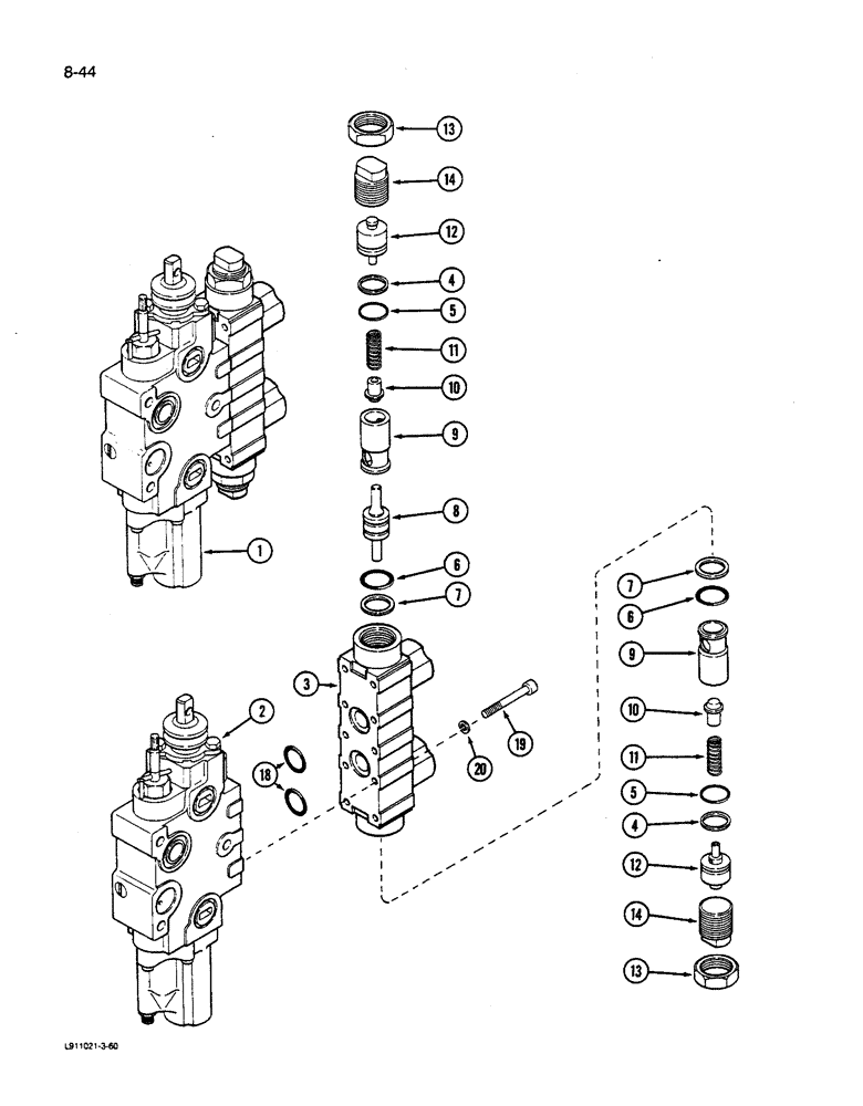 Схема запчастей Case IH 9270 - (8-044) - LOAD CHECK REMOTE CONTROL VALVE ASSEMBLY, IF EQUIPPED (08) - HYDRAULICS