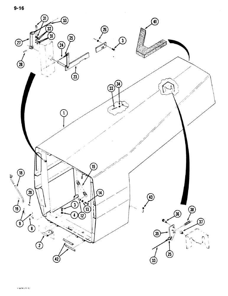 Схема запчастей Case IH 9180 - (9-16) - HOOD (09) - CHASSIS/ATTACHMENTS