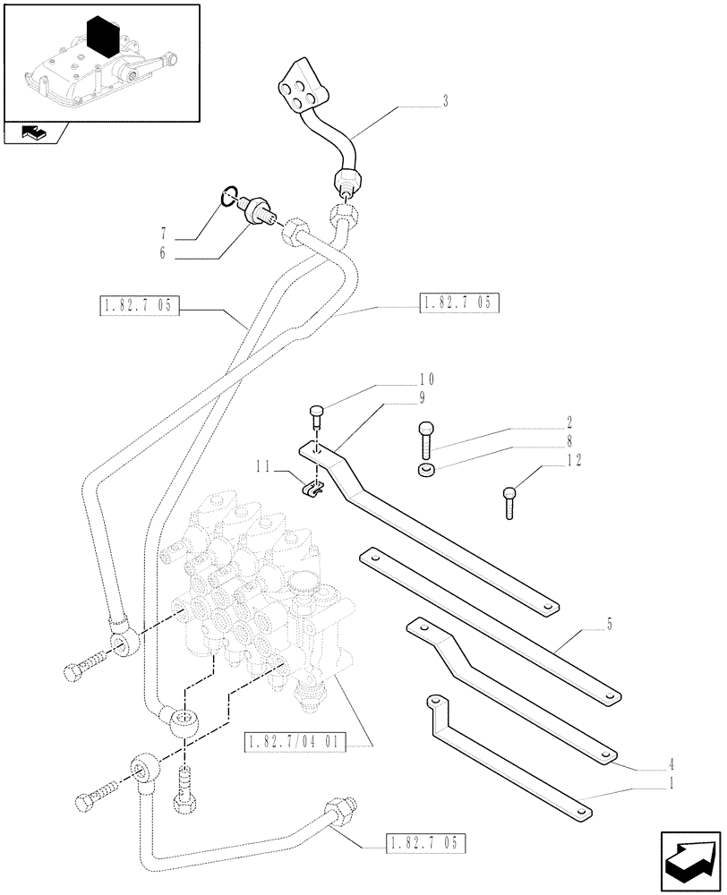 Схема запчастей Case IH FARMALL 60 - (1.82.7/04[02]) - 4 CONTROL VALVES - PIPES (VAR.335086) (07) - HYDRAULIC SYSTEM