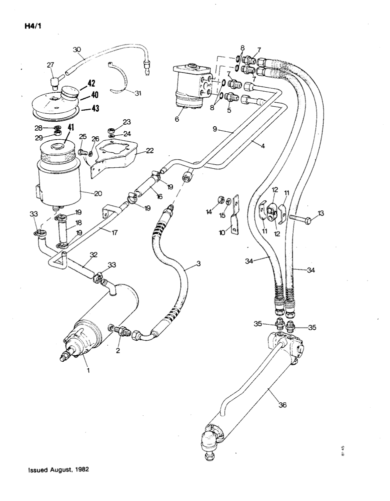 Схема запчастей Case IH 1190 - (H-04) - PIPES AND FITTINGS, POWER STEERING (13) - STEERING SYSTEM