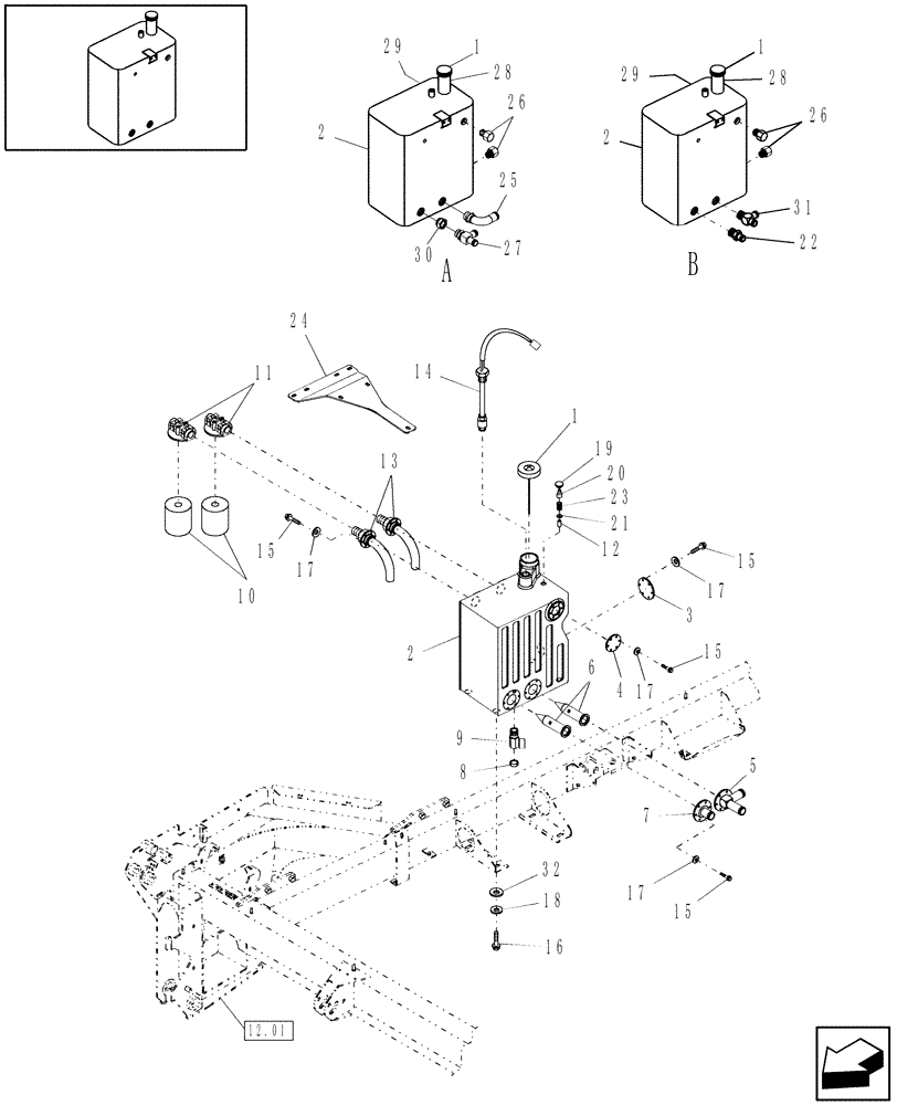 Схема запчастей Case IH WDX2302 - (07.02[1]) - HYDRAULIC RESERVOIR, ALL WDX1002S, WDX1202S. PRIOR TO P.I.N Y7B665754 (WDX1202), Y7B665699 (WDX1902), Y7B665873 (WDX2302). (07) - HYDRAULIC SYSTEM