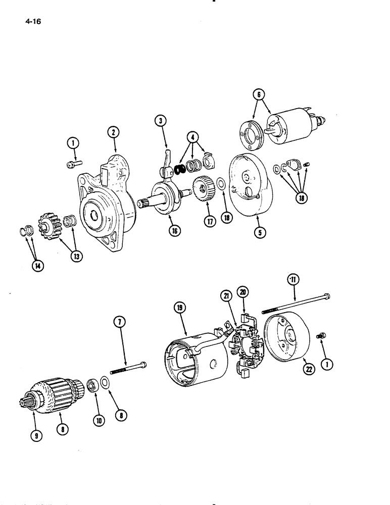 Схема запчастей Case IH 235 - (4-16) - STARTER (04) - ELECTRICAL SYSTEMS