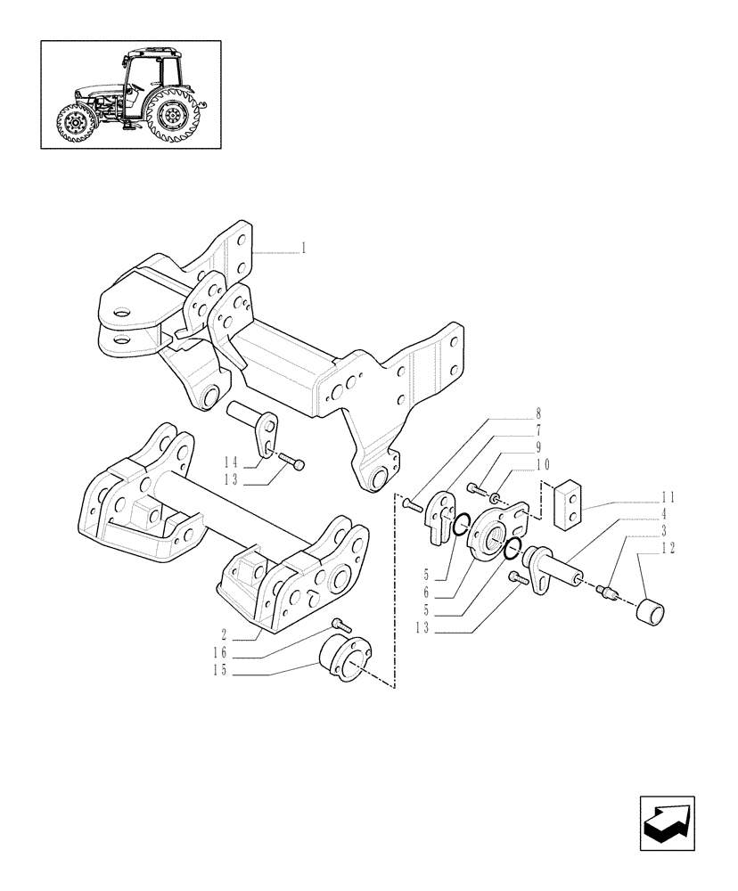 Схема запчастей Case IH JX1095C - (1.81.9/03[01]) - (VAR.031) FRONT HPL W/PTO & BRAKES W/ELECT. CONTROL - SUPPORTS (07) - HYDRAULIC SYSTEM