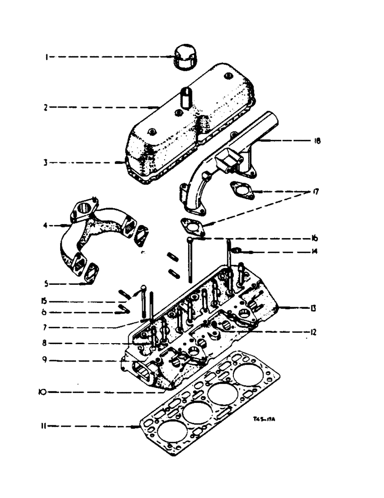 Схема запчастей Case IH 364 - (1-05) - CYLINDER HEAD AND EXHAUST MANIFOLD (01) - ENGINE