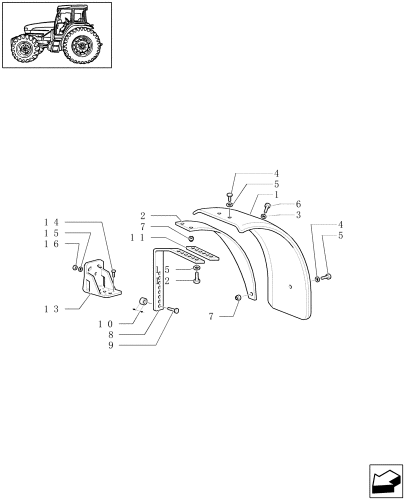 Схема запчастей Case IH JX1070U - (1.43.0/05[02]) - (VAR.860) FRONT FENDERS - 4WD (04) - FRONT AXLE & STEERING