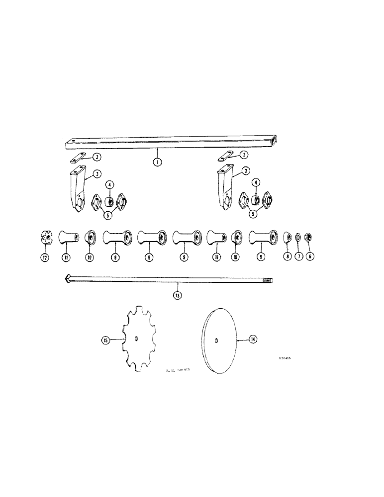 Схема запчастей Case IH B-SERIES - (44) - FRONT GANG B109, 9-5/16 INCH SPACING 