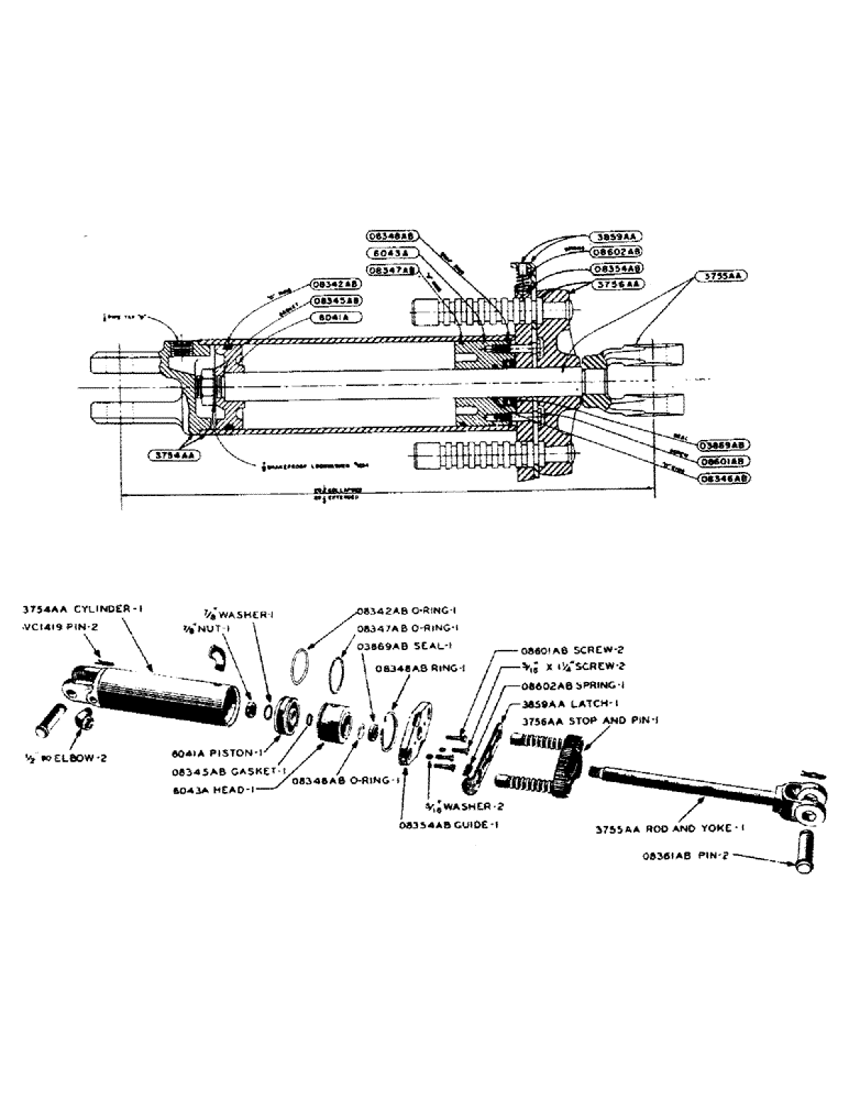 Схема запчастей Case IH SC-SERIES - (155) - HYDRAULIC SINGLE AND DUAL CONTROL UNIT PORTABLE CYLINDER ASSEMBLY, 3-1/4 INCH X 8 INCH (08) - HYDRAULICS