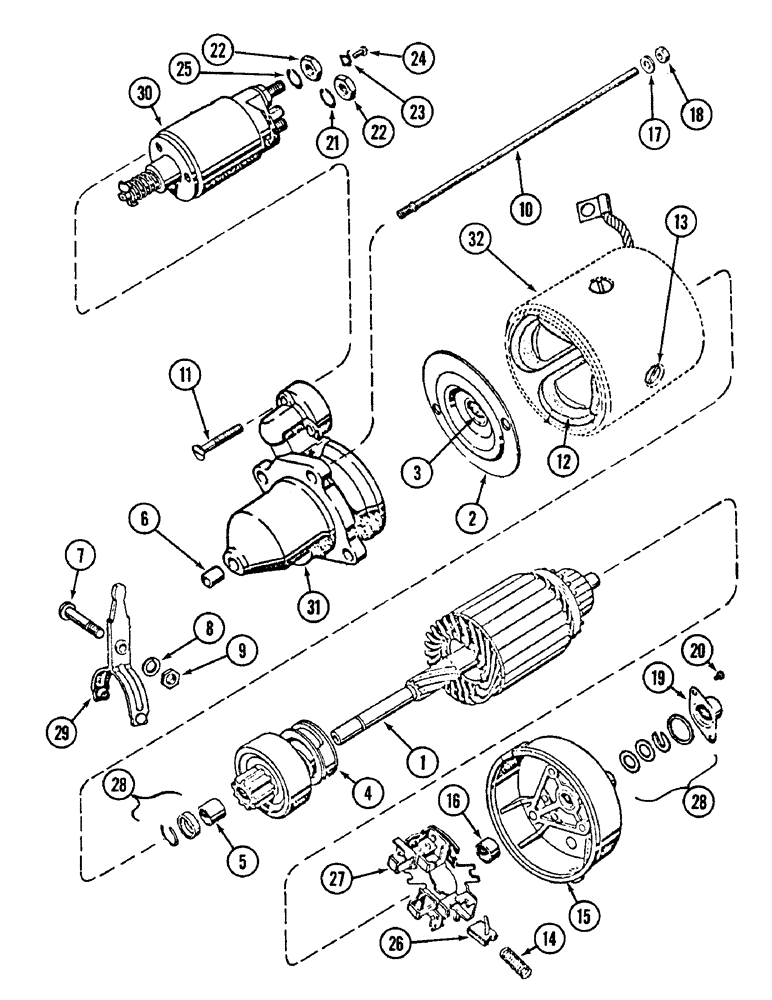 Схема запчастей Case IH 1690 - (S13-1) - K302851 STARTER, (BOSCH) (06) - ELECTRICAL SYSTEMS