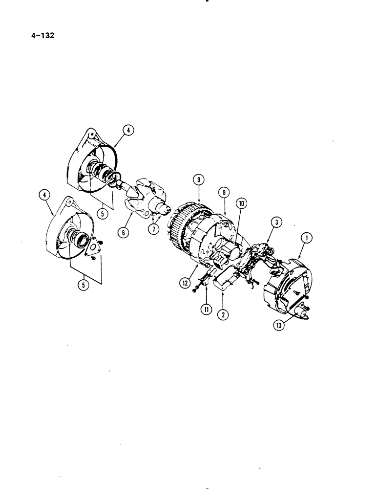 Схема запчастей Case IH 485 - (4-132) - ALTERNATOR A186125 , LUCAS A133-75, PRIOR TO P.I.N. 18001 (04) - ELECTRICAL SYSTEMS