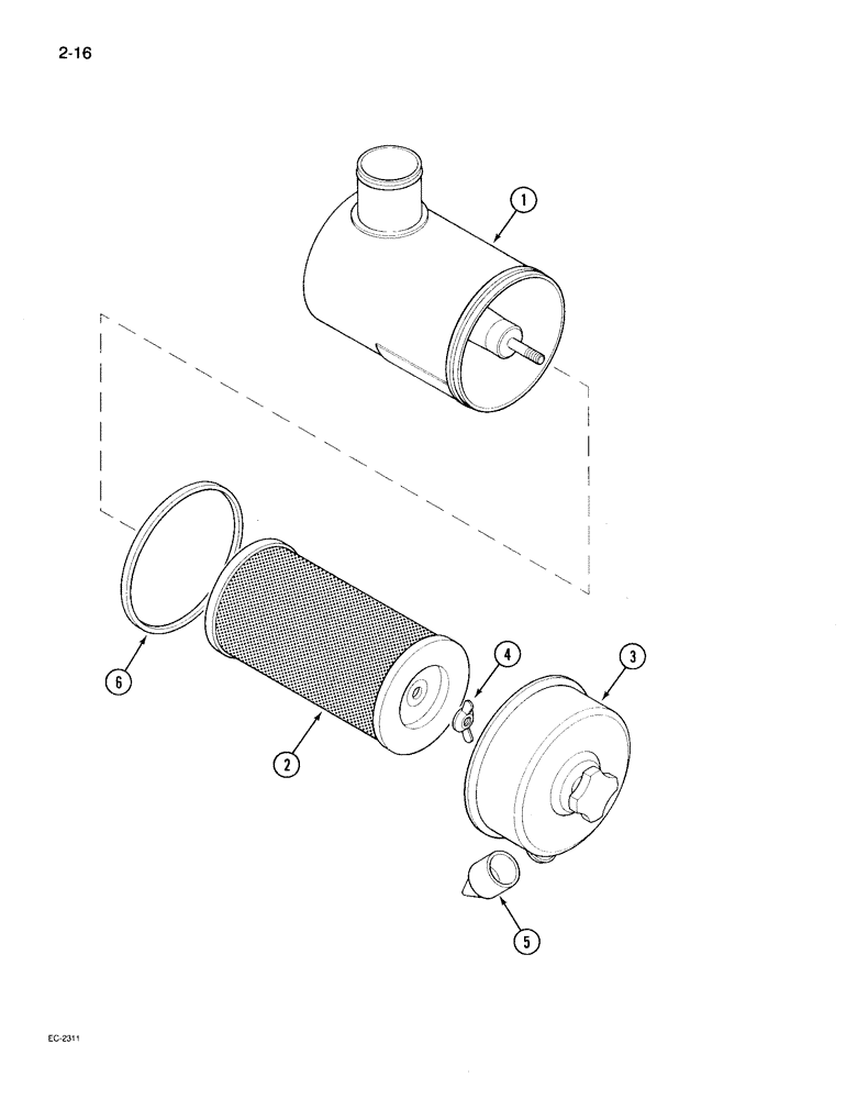 Схема запчастей Case IH 495 - (2-016) - AIR CLEANER, COOPERS, WITHOUT SAFETY ELEMENT (02) - ENGINE