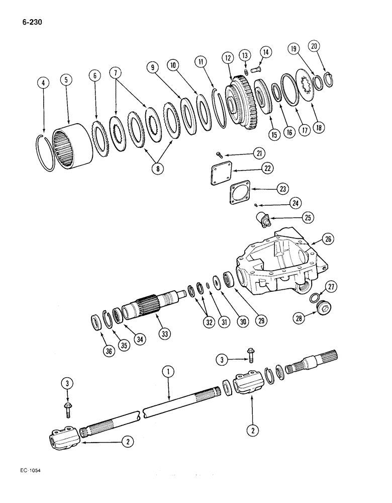 Схема запчастей Case IH 385 - (6-230) - TRANSFER GEARBOX, 4 WHEEL DRIVE, MFD AXLE APL-325, TRACTORS P.I.N. 18001 AND AFTER (06) - POWER TRAIN