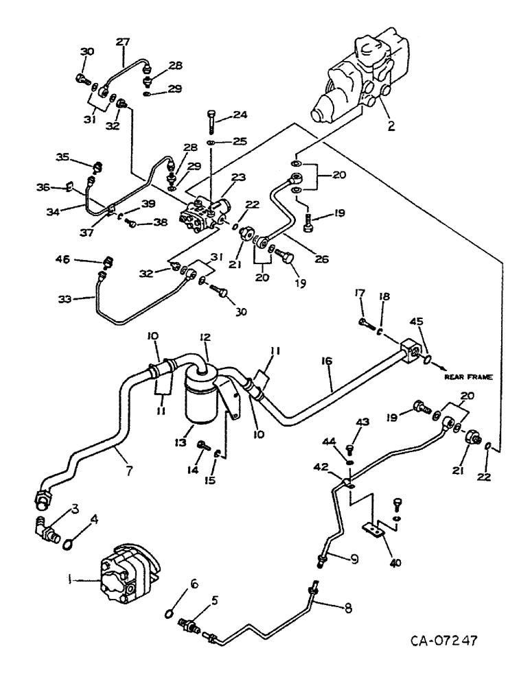 Схема запчастей Case IH 284 - (10-08) - HYDRAULICS, HYDRAULIC PIPING, GASOLINE ENGINE TRACTORS WITH POWER STEERING (07) - HYDRAULICS