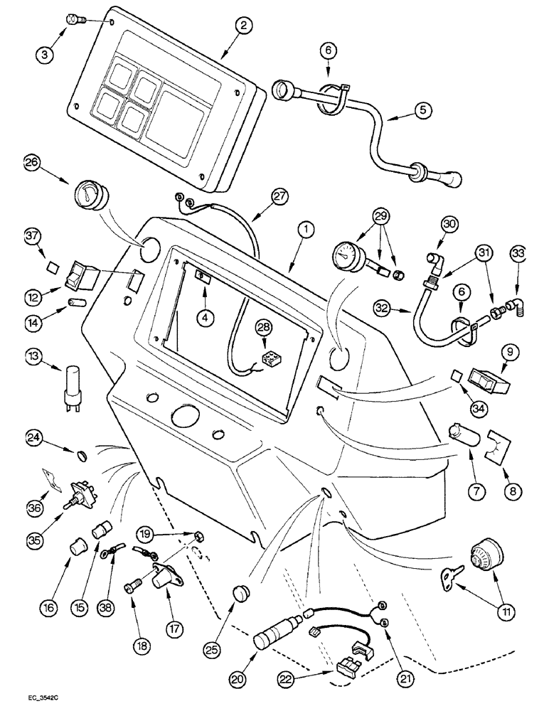 Схема запчастей Case IH 4240 - (4-26) - INSTRUMENTS AND SWITCHES, WITH AMMETER, VOLTMETER AND OIL PRESSURE GAUGE (04) - ELECTRICAL SYSTEMS