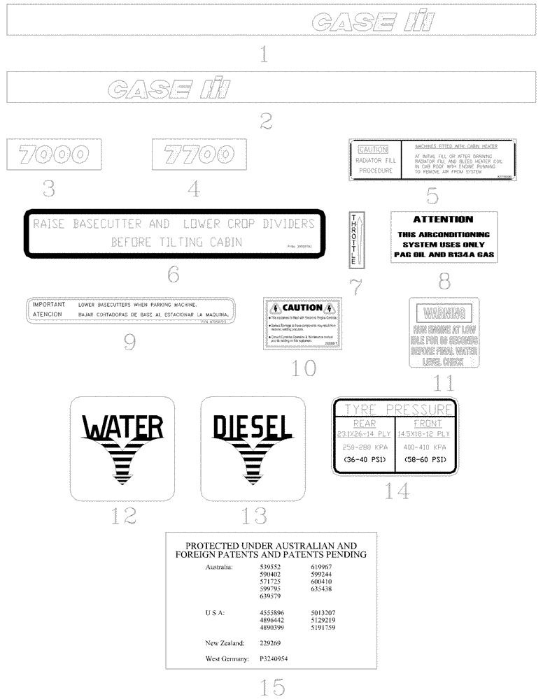 Схема запчастей Case IH 7700 - (C09[03]) - DECALS {English Non Safety} Engine & Engine Attachments