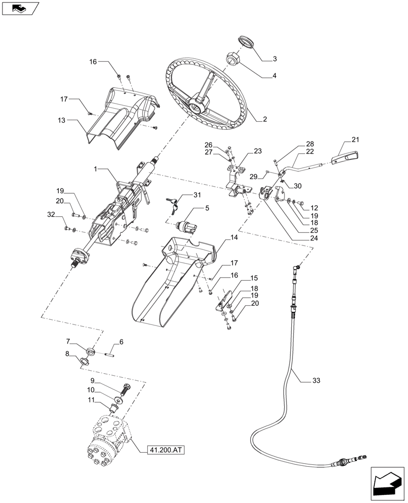 Схема запчастей Case IH FARMALL 140A - (41.101.AB[01]) - STEERING COLUMN, ROPS (41) - STEERING