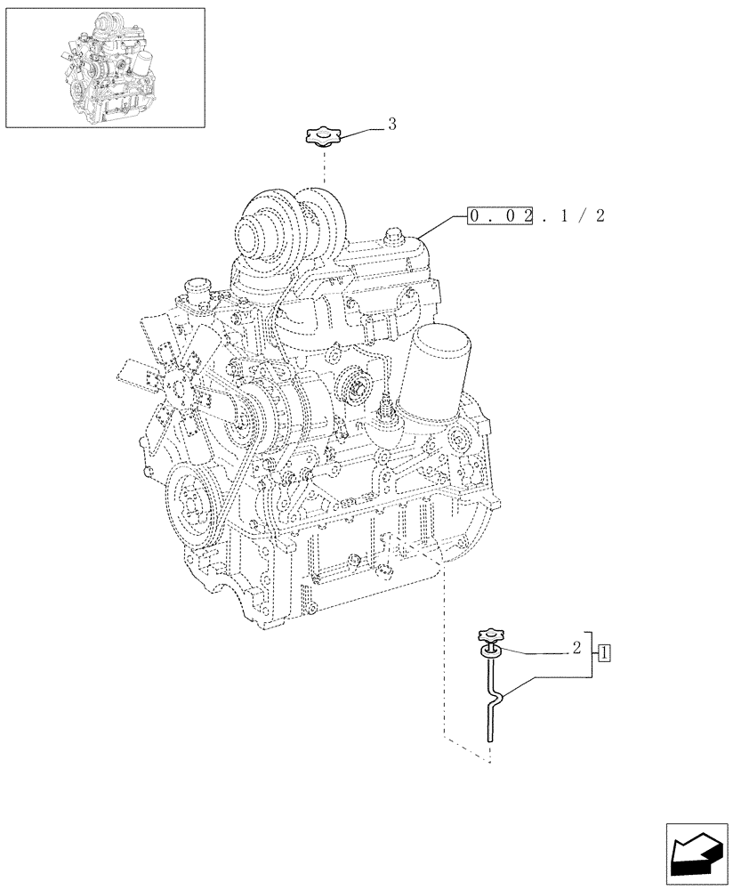 Схема запчастей Case IH JX80 - (0.27.0) - OIL LEVEL INDICATOR & FILL CAP (01) - ENGINE