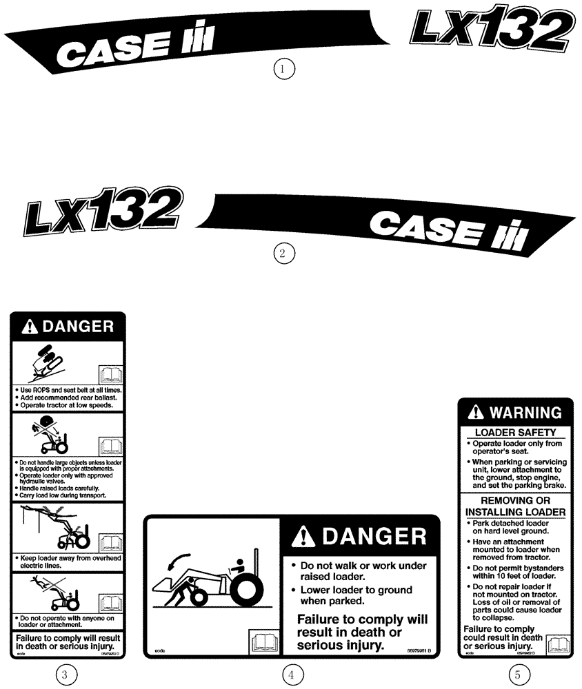 Схема запчастей Case IH LX132 - (09-21) - DECALS (09) - CHASSIS/ATTACHMENTS