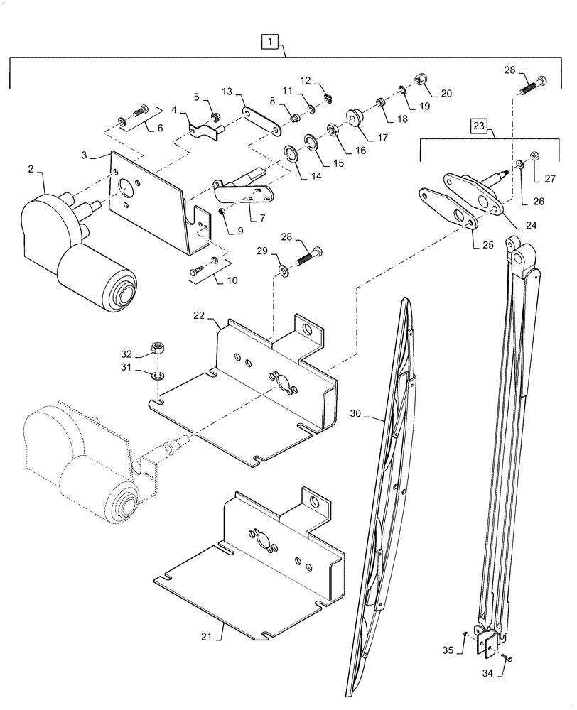 Схема запчастей Case IH STX425 - (04-02) - WIPER, WINDSHIELD - MOUNTING (04) - ELECTRICAL SYSTEMS