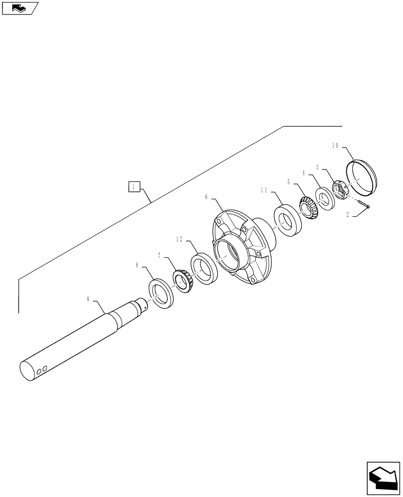 Схема запчастей Case IH RB565 - (44.511.AG[01]) - WHEEL HUB & SPINDLE, STANDARD DUTY (44) - WHEELS