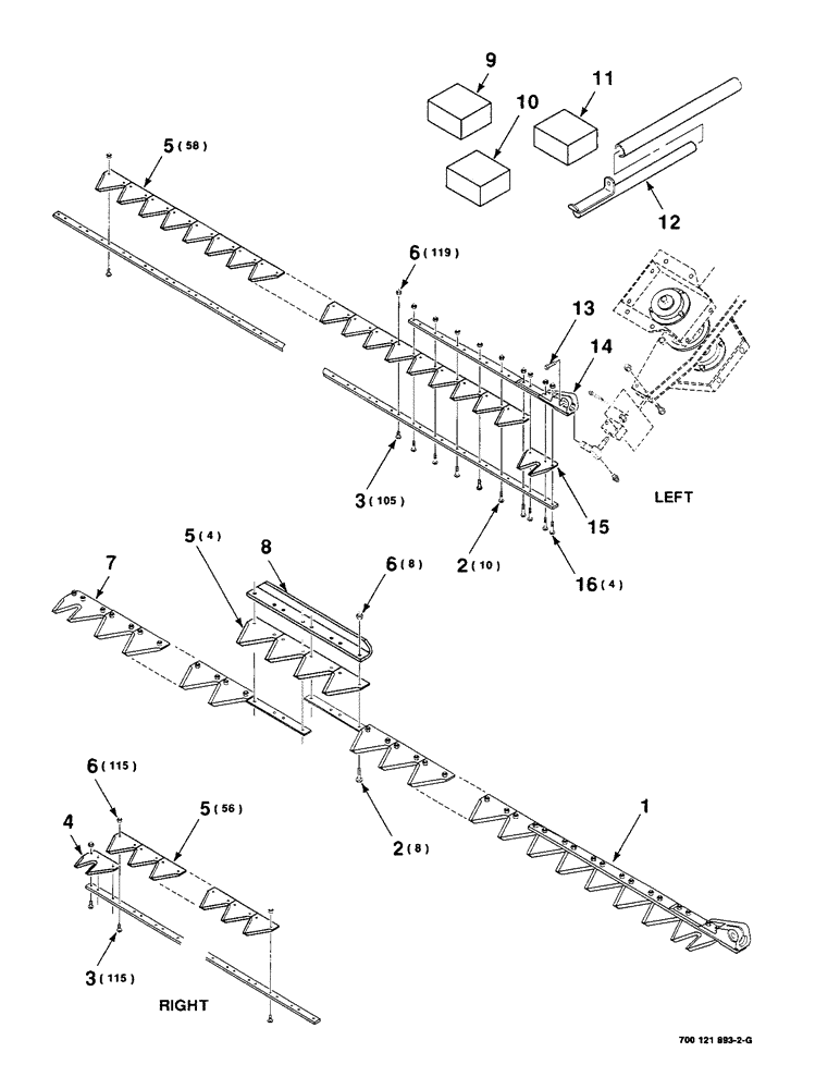 Схема запчастей Case IH 8210 - (3-22) - SICKLE ASSEMBLY, 30 FOOT ONLY (58) - ATTACHMENTS/HEADERS