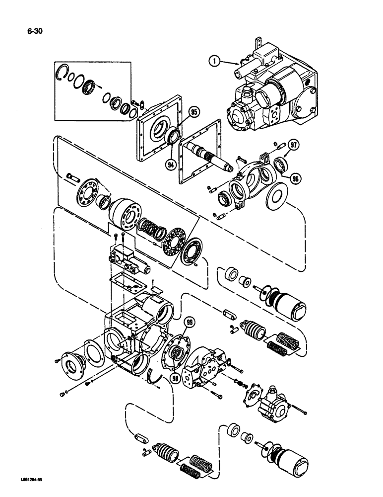 Схема запчастей Case IH 1844 - (6-30) - HYDROSTATIC PUMP, 1844 COTTON PICKER (03) - POWER TRAIN