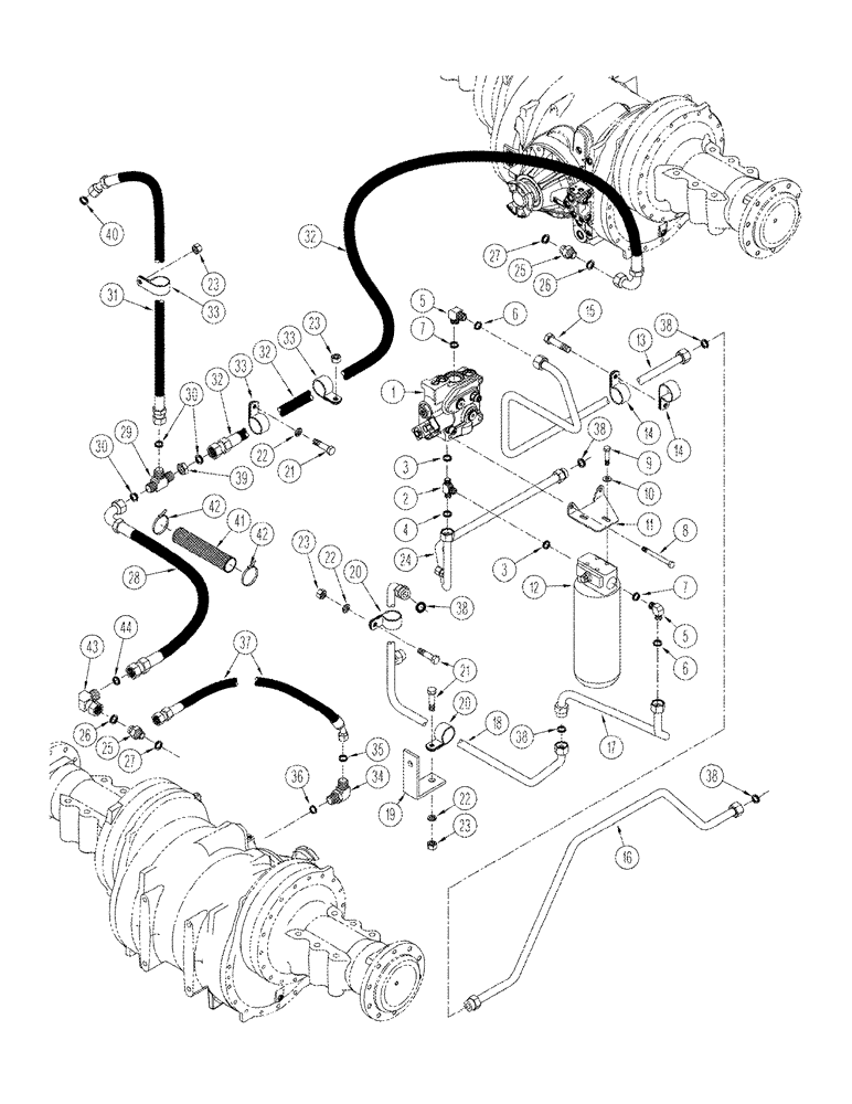 Схема запчастей Case IH STX450 - (08-10) - 500 SERIES AXLE HYDRAULICS - LUBRICATION AND COOLING CIRCUIT, BSN JEE0102001, QUADTRAC TRACTOR (08) - HYDRAULICS