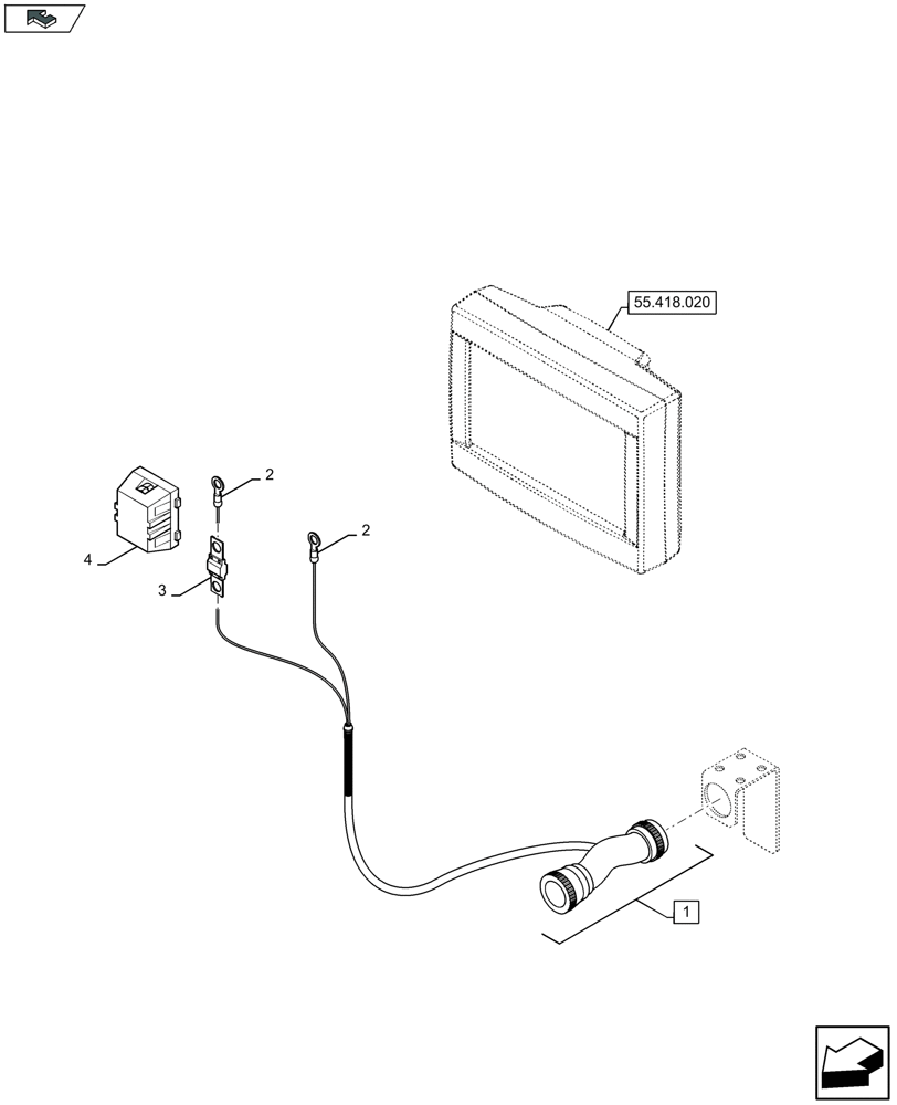 Схема запчастей Case IH LB434S - (55.100.020) - EXTRA VT POWER CABLE FOR ISOBUS TRACTORS (55) - ELECTRICAL SYSTEMS